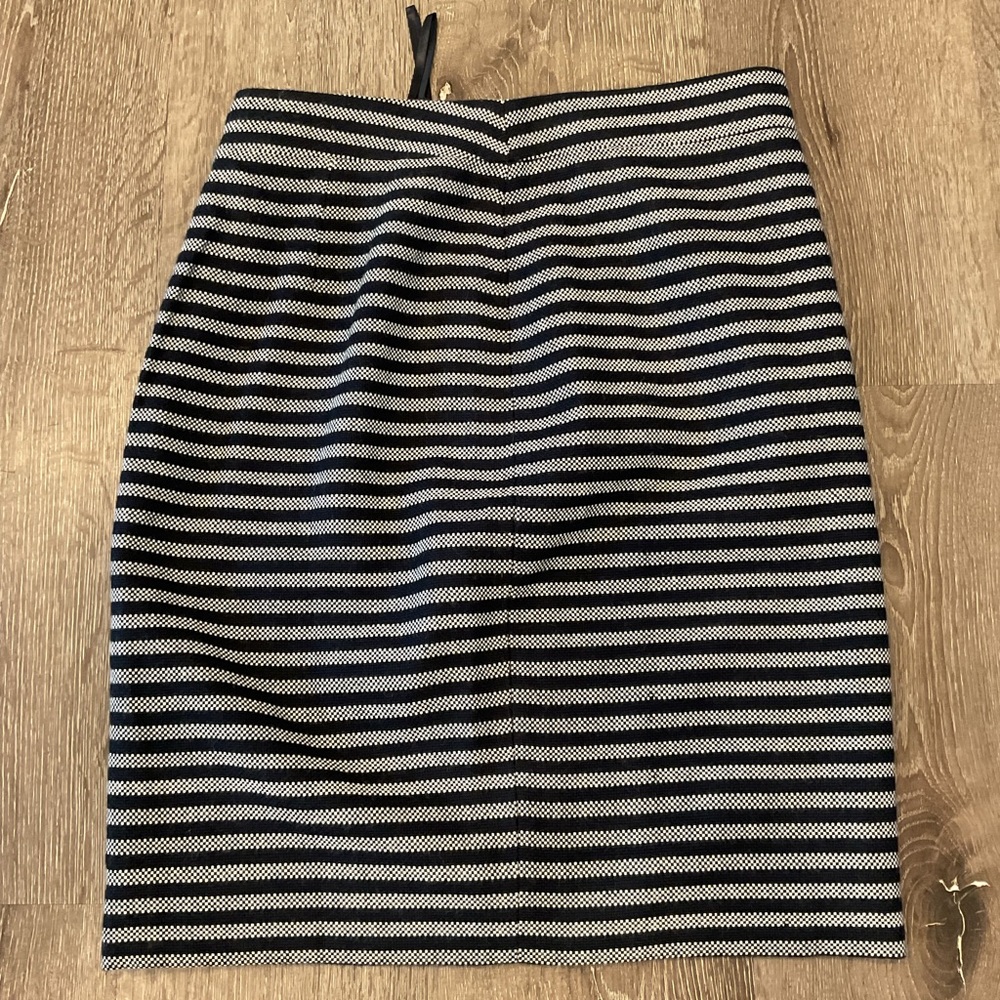 J.Crew Navy Blue & White Striped Wool Blend Pencil Skirt Size 4